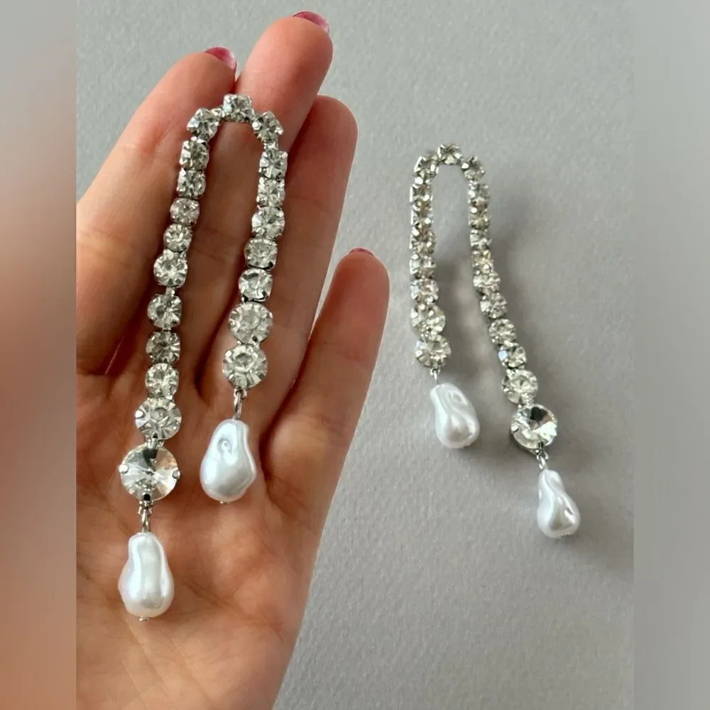 rhinestone drop earrings A779